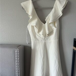 Lulus Elegant Cream Ruffle Dress